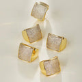 RM1568 Chunky 18K Gold Plated Cubic Zirconia Diamond Square Signet Ring CZ Zircon Diamond Thick Wide Signet Rings