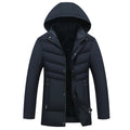 Hot Sales Custom Print Logo Men's Winter Street Wear Mid-length Hoodie Puffer Clothing Jacket Hooded Coat