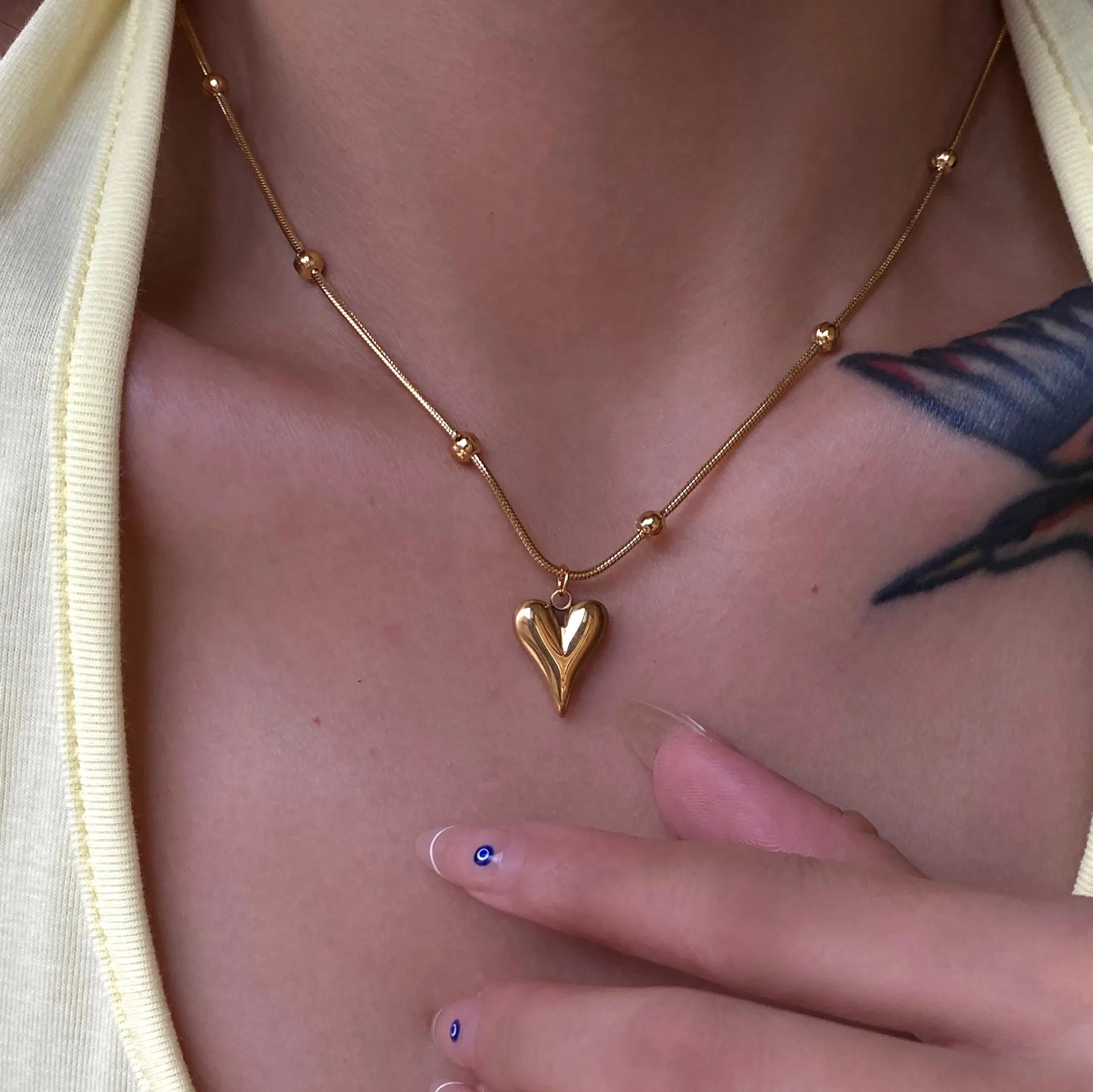 2024 Dazan New Gold Western Charms Stainless Steel Gold Plated Chunky Heart Punk LOVE Necklace Jewelry for Women for Party