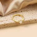 Custom Wholesale Engagement Wedding Rings Women Fashion 18K Gold Plated Heart Ring Stainless Steel Heart Cut Cubic Zirconia Ring