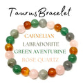 Multicolored Gemstone Healing Crystal Bracelet Friendship Charm Zodiac Taurus Gemstone Bracelet Gift for Women's Fashion Jewelry