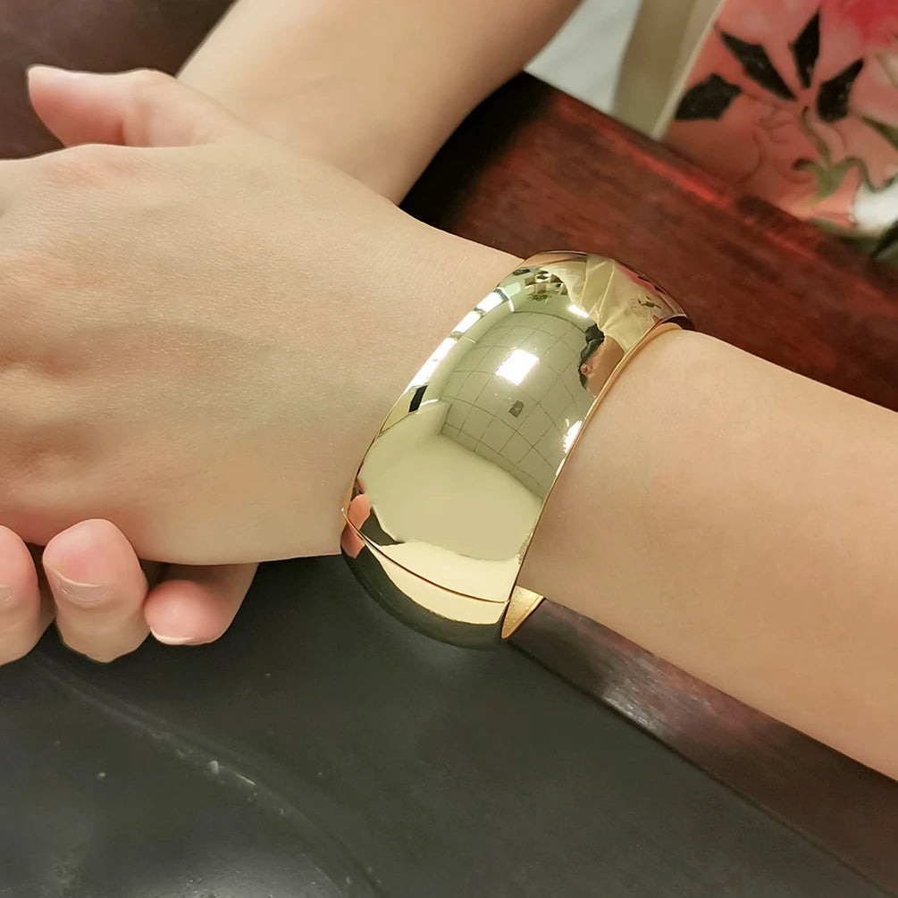 Punk Cuff Bracelets Bangle Luxury Big Wide Bangle Metal Custom Bangle Bracelet Hollow Geometry Charm