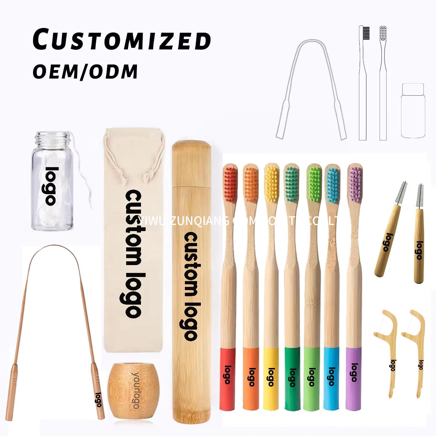 OEM Biodegradable Reusable Bamboo Toothbrushes Eco-Friendly Soft Nylon Bristles Natural Bamboo Material for Home Use