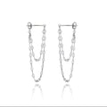 Korean Version 925 Sterling Silver Stud Earrings Long Chain with Gold Plating Trendy Female Ear Wire for Engagement