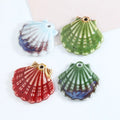 Exaggerate 32*30mm Colorful Ceramic Clay Beads Charm Handmade Graffiti Shell Pendant Dangle for Diy Bracelet Jewelry Accessories