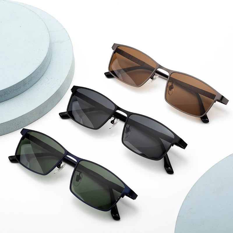 Fashion Vintage Square Full Rim Lightweight Comfortable Polarized Unisex Pure Titanium Sunglasses Frames Brand Designer
