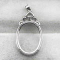 Sterling Silver 23*30/28*35mm Semi Mount Pendant Empty Frame Support Blank Setting S925 Base Without Center Stone for DIY Inlay