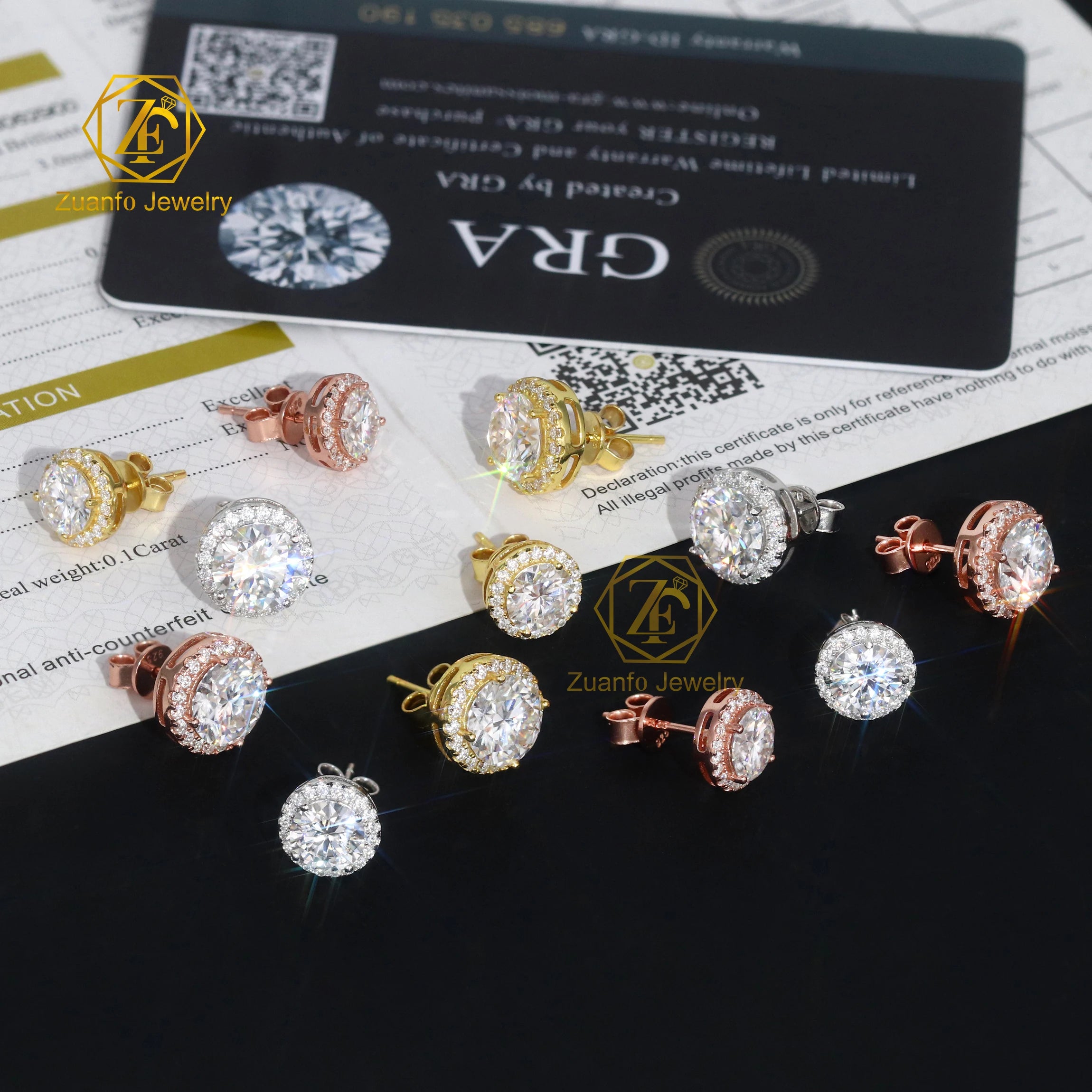 18k Gold Plated Trendy 925 Silver Moissanite Stud Earrings 1ct 2ct Lab Created Diamond Round Cut Women Earrings Wedding Gift