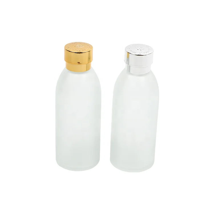 Wholesale 120ml Frosted Cosmetic Glass Bottle 4oz Empty Glass Lotion Bottle with Aluminium Screw Cap