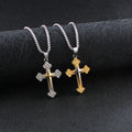 Personalized Stainless Steel Cross Pendant Necklace All-Match Hip-Hop Jewelry for Men and Women with Gold Plating Link Chain