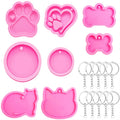 DIY Crafts Cake Fondant Dog Bone Shaped Keychain Silicone Resin Molds Heart Cat Paw Mold Dog Tag Charm Resin Molds for Keychains