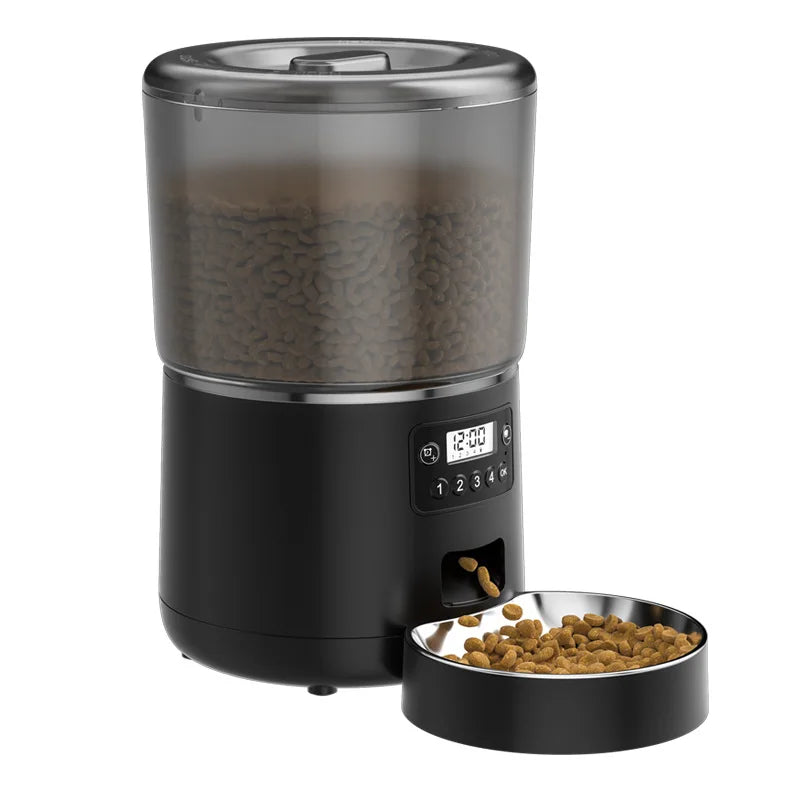 Pet Feeder Automatic Quantitative 4L Grain Storage Barrel Electric Intelligent Feeding Integrated Cat and Dog Feeding Machine Ex