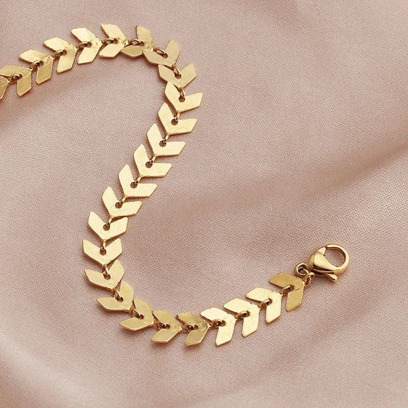 Trending Bracelet 2021 Stainless Steel Gold Plated Adjustable Fishbone Arrow Chain Bracelet for Women