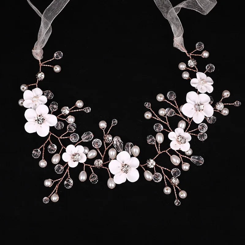 Vintage Silver Wedding Hair Accessories Bridal Headwear Flower Shiny Crystal Hair Headdress Elegant Banquet for Women