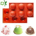 OKSILICONE Newest Silicone 6 Cavities Holes Large Semi Sphere Cake Mold Handmade Silicone Mold for Baking Chocolate Jelly