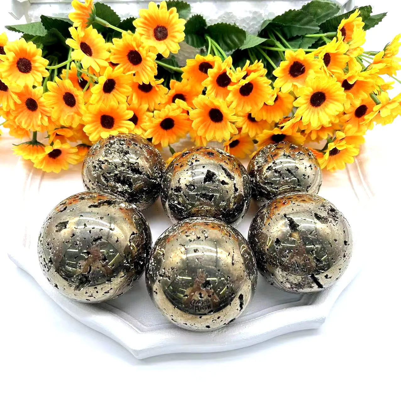 Iron Peru Pyrite Crystal Sphere Druzy Gemstone Bulk Wholesale