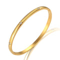 High Polished Ladies Jewelry Bangles 18K Gold Plated Stainless Steel 4mm Inlaid Full CZ Zircon Stone Crystal Charm Cuff Bangle
