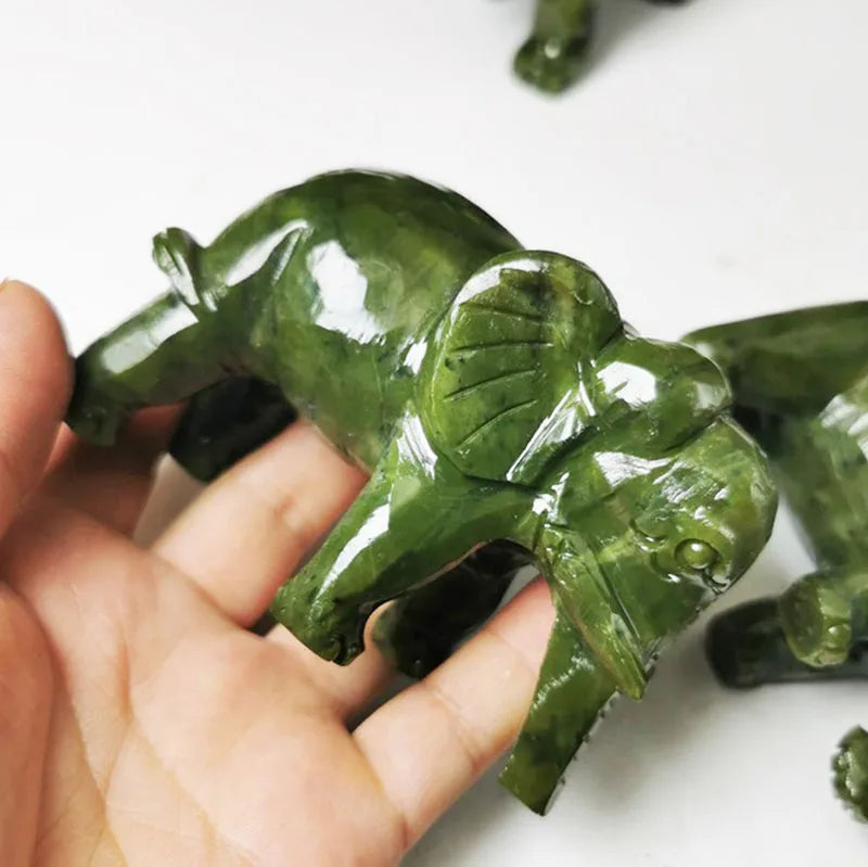 Diy Natural Gemstone Crystal Jade Quartz Carving Elephant for Decoration