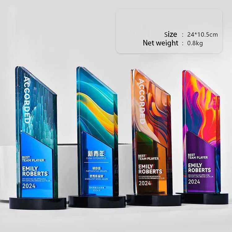 Full Color Printing Mirror Finishing Crystal Glass Awards Plaque Trophy MH-NJ0689