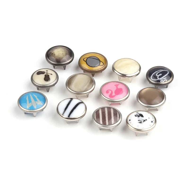 Multiple Sizes Stainless Steel Brass Prong Ring Snap Metal Buttons 4 Parts for Children's Clothing