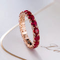 Minimalist Engagement Wedding Women Jewelry 18k Gold Natural Ruby & Diamond Gemstone Custom Stackable Eternity Band Ring