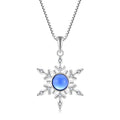 QX CUSTOM OEM Fine Jewelry Women 925 Sterling Silver Gemstone Blue Cubic Zircon SNOWFLAKE Necklaces