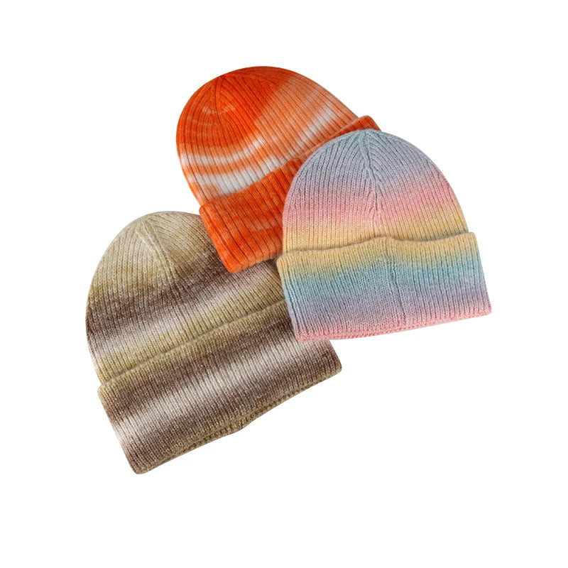Kimtex Wholesale Womens Mans Warm Thick Knitted Winter Skully Tie Dye Beanie Hat