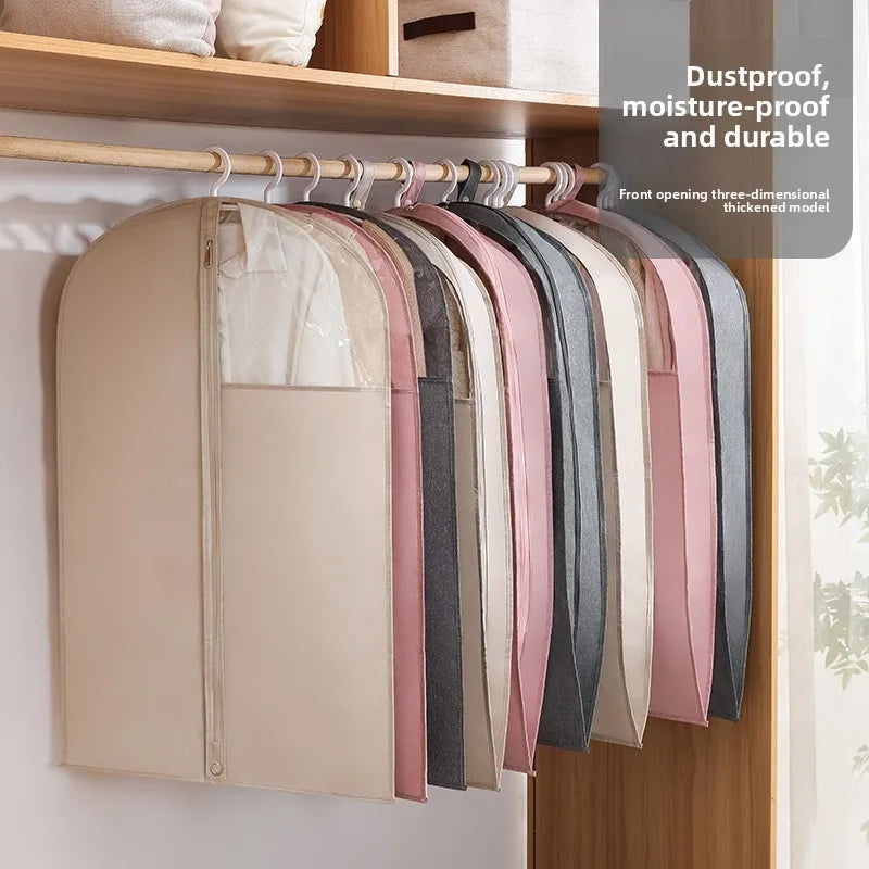 Cationic 3D Dustcover Waterproof Moisture-Proof Reusable Woven Hanging Garment Bag Coat Suit Cover for Home Clothing