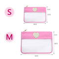 Sun Clover NEW Personalized Cosmetic Bag Transparent PVC Nail Bag with Letters Patch Zipper and Nylon Makeup Pouch Case MegaBDM