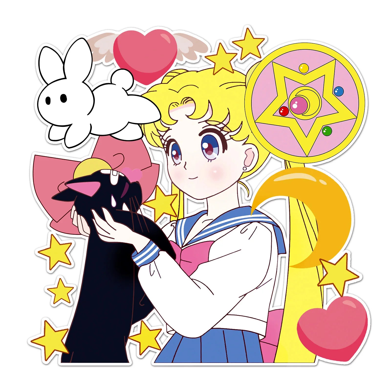 Big Size Sailor Moon Cartoon Luggage Stickers for Girl Suitcase Wall Decoration Waterproof PVC Anime Sticker