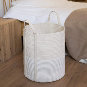 KUYUE cotton rope woven basketcotton rope handle foldable clothes storage basket collapsible laundry organizer