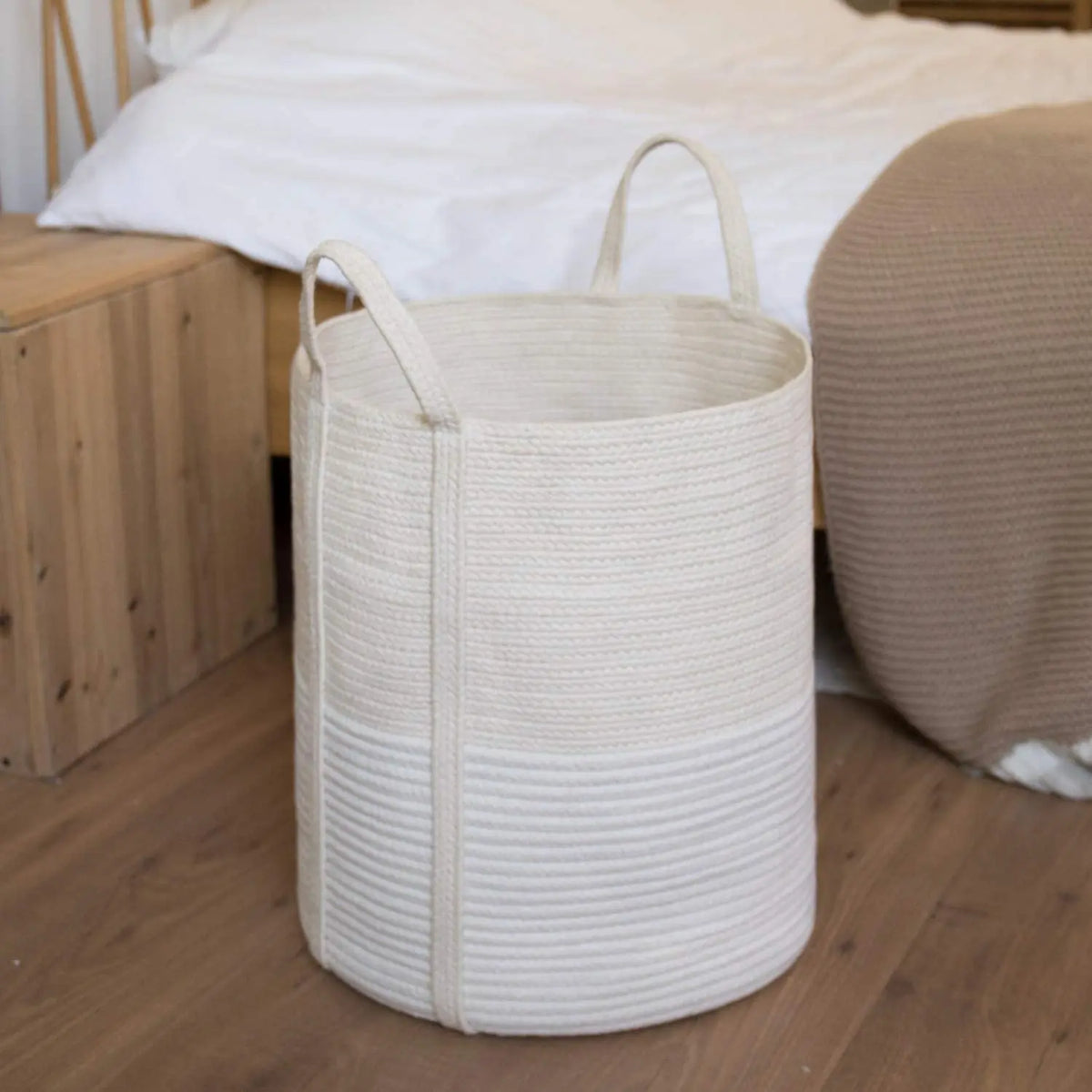 KUYUE cotton rope woven basketcotton rope handle foldable clothes storage basket collapsible laundry organizer MegaBDM