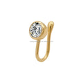 Classic 14K Solid Gold Nose Ring Cuffs Shinny Cubic Zircon 585 Gold U Shape Nose Clip Ring Hoops Fine Jewelry