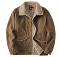 Men's Corduroy Plush Thick Jacket Oversized Solid Color Lapel Collar Loose Fitting Lamb Cashmere Jacket