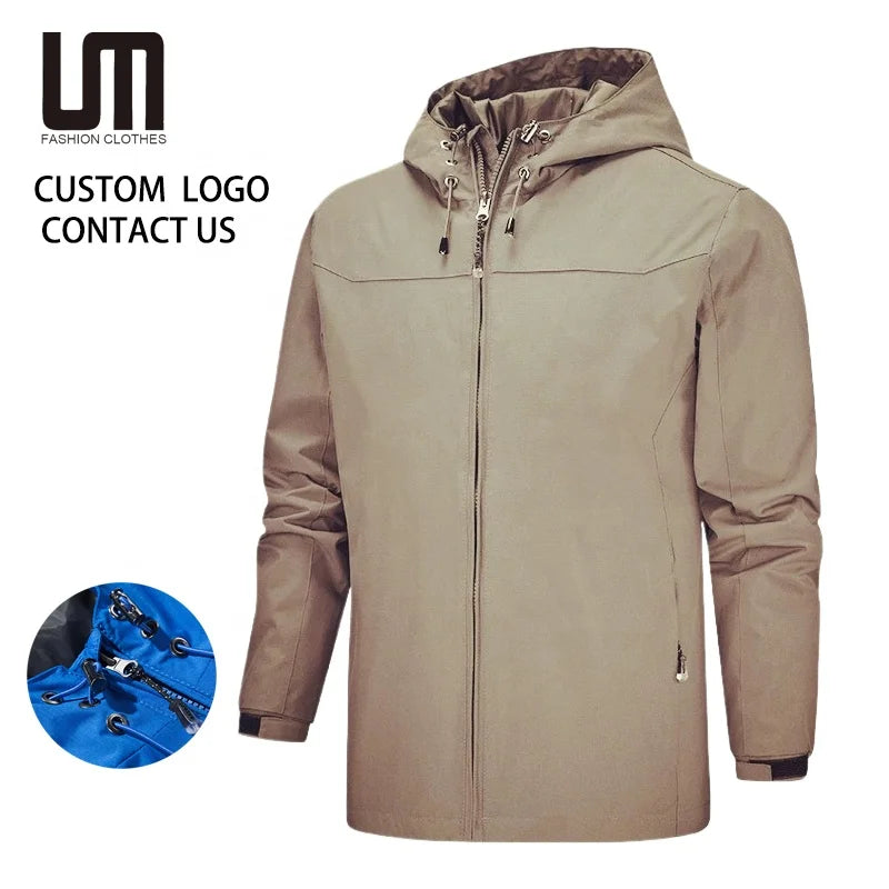 2025 Wholesale Men's Windbreaker Jacket - Autumn Hooded Coat Outdoor Zipper Jacket Plus Size Fashion Outerwear