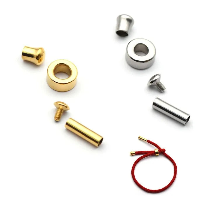 New Stainless Steel Jewelry Findings Components 18k Gold Plated Clasp Four Set Tube Bead End Caps for Cord Rope Bracelet Making
