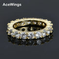R015  One Row Men's Ring Copper Gold Silver Color Cubic Zircon Iced RING Fashion Hip Hop Jewelry