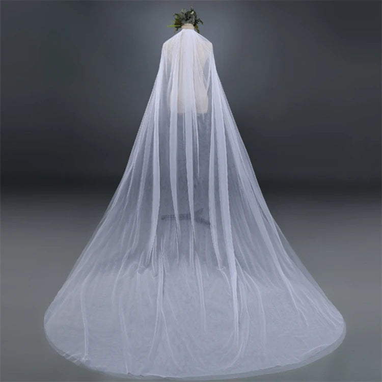2023 Europe and the United States Simple Simple Soft Net Encryption Long Veil Wedding Party Veil Double Layer Soft Yarn