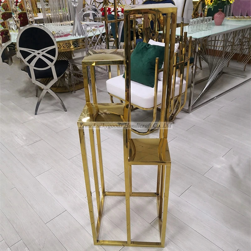 Luckygoods Creativity Design Gold Color Stainless Steel Multistep Flower Stand for Wedding Decoration BXG210511-11
