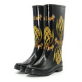 China Style Ladies Winter Knee-High Custom Print Mature Waterproof Recyclable Natural Rubber Gum Rain Boots Women Wholesale
