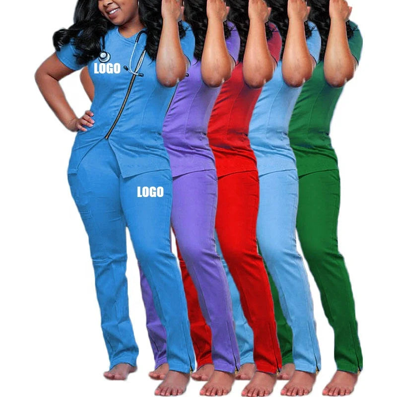 2024 Nurse Uniform Women 2 Piece Breathable Nursing Hospital Medical Uniforms Custom Logo Nurse Jogger Scrubs Uniforms Sets