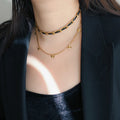 Moge Jewelry Trendy 18k Gold Plated Stainless Steel Sunlight Butterfly Pendant Figaro Chain Choker Necklace Women