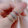 Ins Luxury 18k Real Gold Plated Link Chain Trendy Ring Bling Sparkling Platinum Plating Ring for Party Jewelry