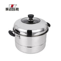 Zhenneng Eco-Friendly Chinese-style Stainless Steel Multifunctional Steamer Pot Bakelite Handle 28cm Diameter Glass Lid Gas