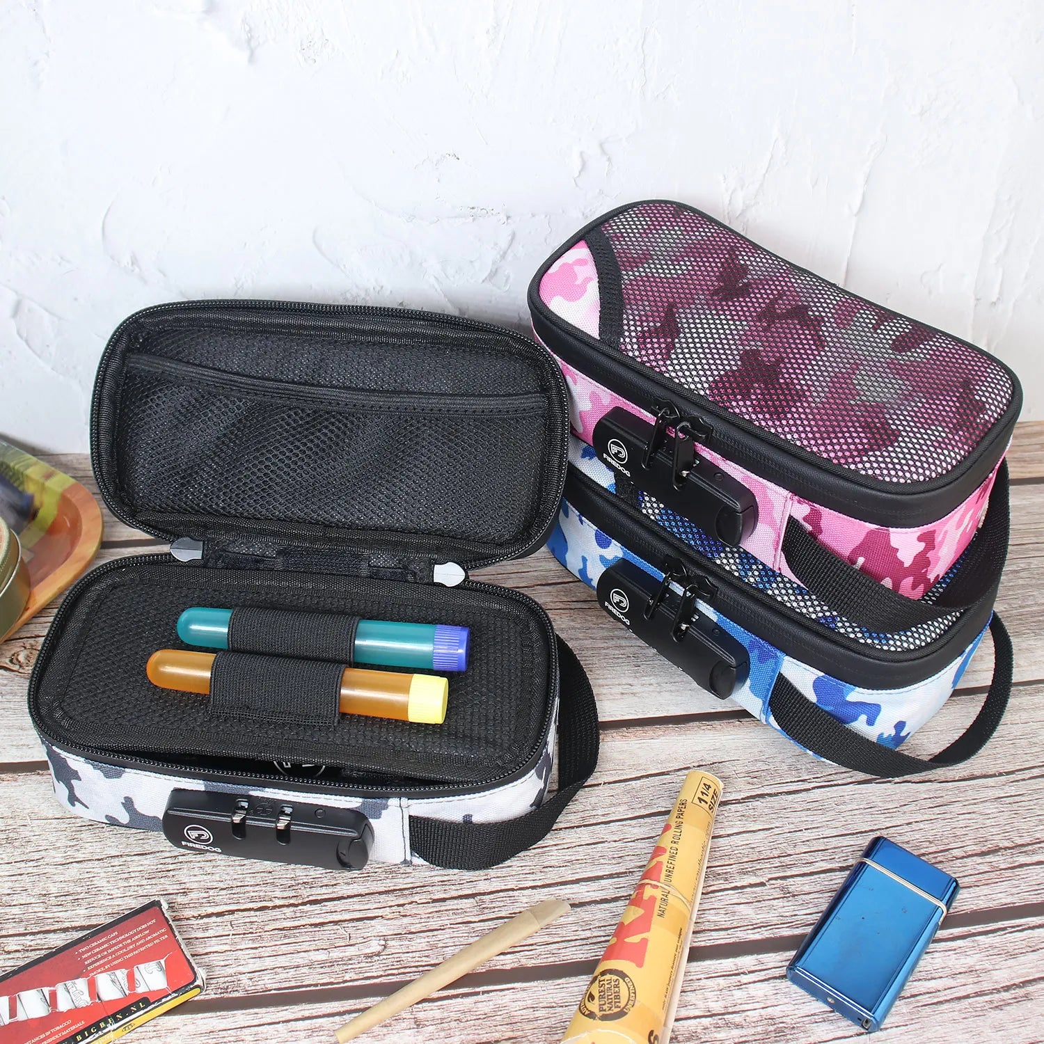 Custom Portable Smell Proof Case with Combination Lock Activated Carbon Lining & Waterproof Zipper