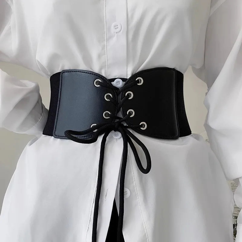 Women's PU Leather Skinny Elastic Waist Corset Belt Stretch Retro Black Brown Customized Color Classic Casual Simple Tie