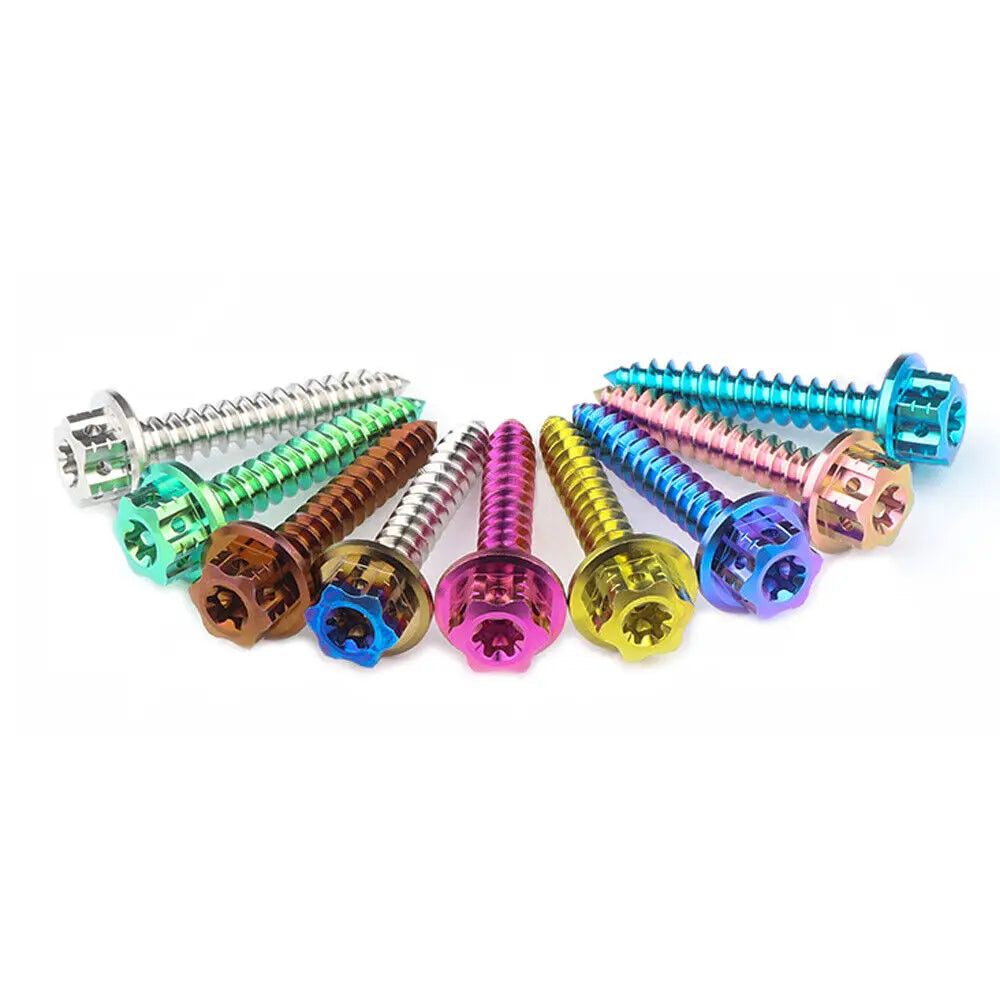 BRT High Quality Anodized Titanium Alloy Self-Tapping Screw Post Flange  Bolt  Gr5 Titanium Motorcycle Bolts