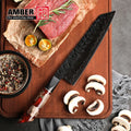 Amber 8 Inch Japanese Kiritsuke Chef Knife Carbon Steel Real Forged Steel Black Master Japanese Chef Knife Epoxy Resin Handle