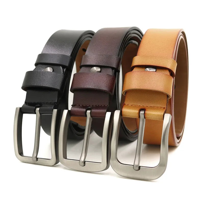 New Fashion Cow Leather Belt Men's Cowhide Pin Buckle Belt Male Belts for Men Wholesale LQbelt Factory