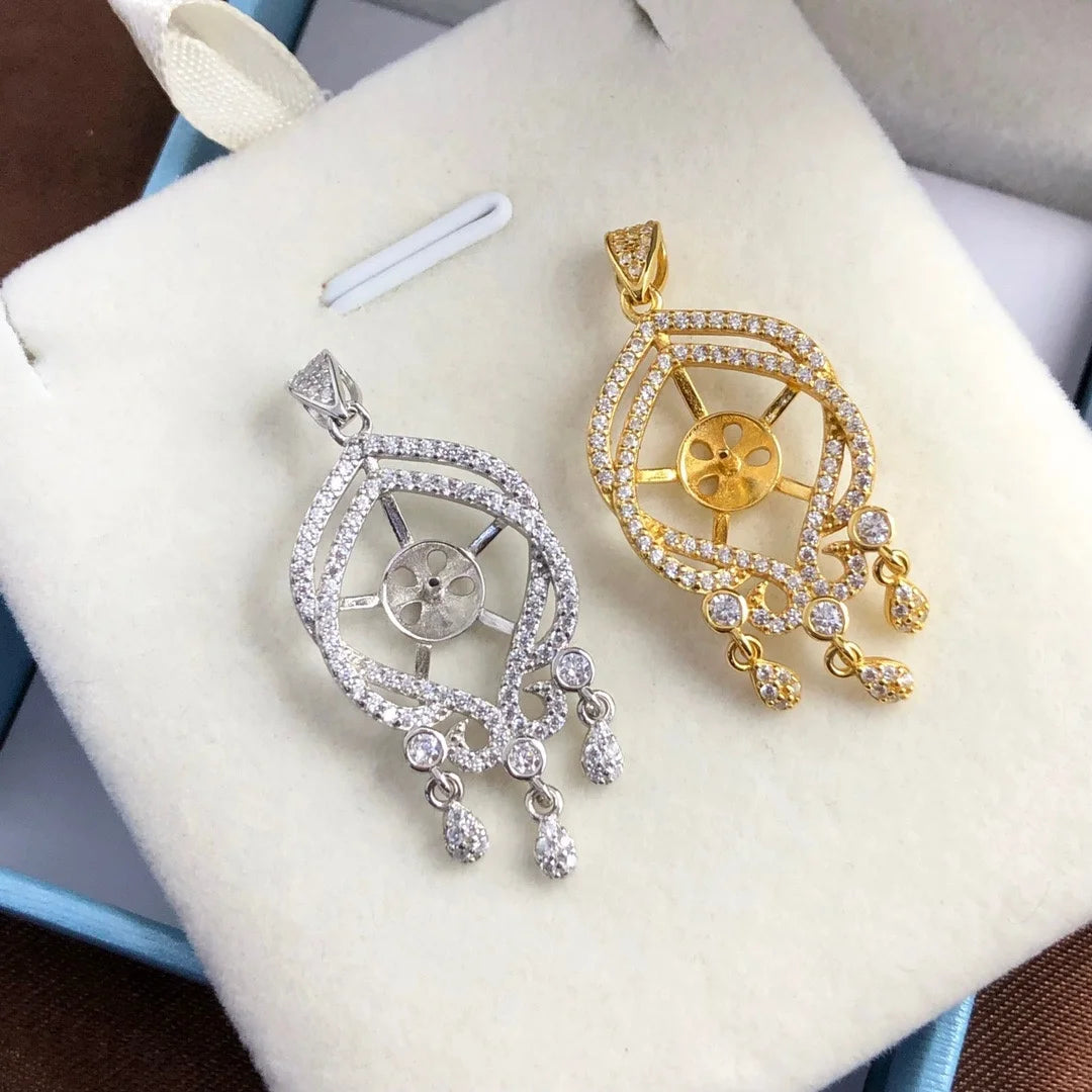 P1342 11-12mm DIY Natural  Freshwater Pearl Charm Pendant Necklace Accessory 925 Sterling Silver Jewelry for Women Without Chain